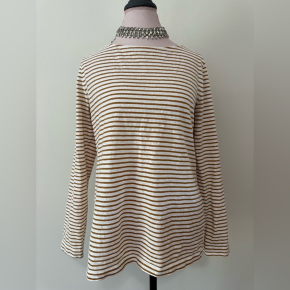 J.Crew cream & metallic copper striped long sleeve tee in size XL - Picture 1 of 12